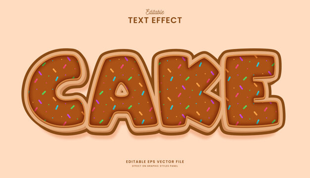 decorative editable cake text effect vector design