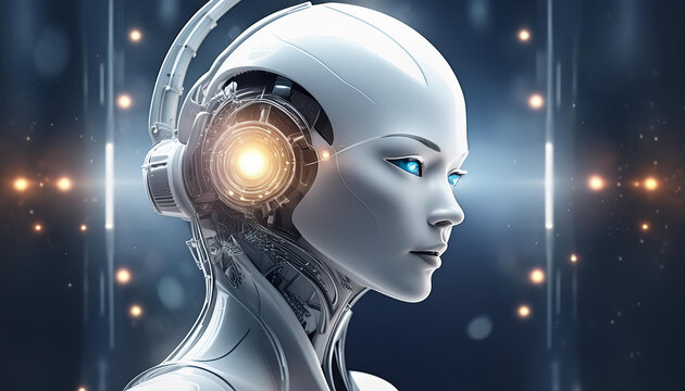 Robot of Cyborg, Robot Head Visual Thinking , Ai intelligence Innovative Concept
