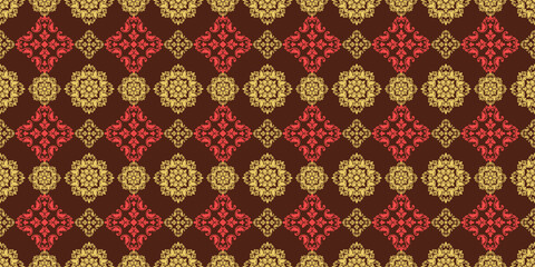 Abstract Flower geometric pattern. Seamless vector background. Brown and black color ornament. Ornament for fabric, wallpaper, packaging. Decorative print