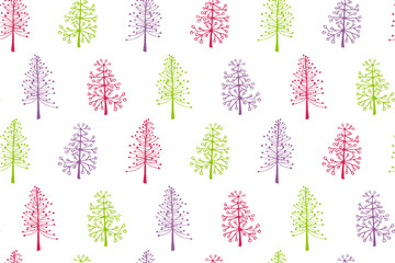 Christmas tree seamless pattern vector holiday illustration. Fir trees design.