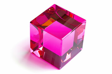 A pink cube with a clear center