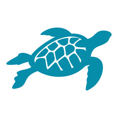 A blue sea turtle swimming