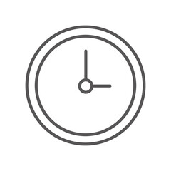 Flat illustration. Clock flat icon. Gray icon on isolated on white background. Perfect for your creative idea...