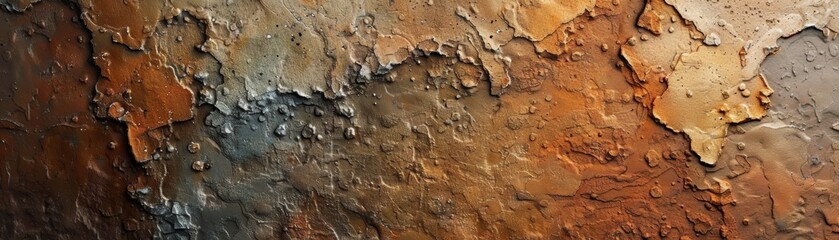 Abstract texture of rock with brown, orange, and gray hues.