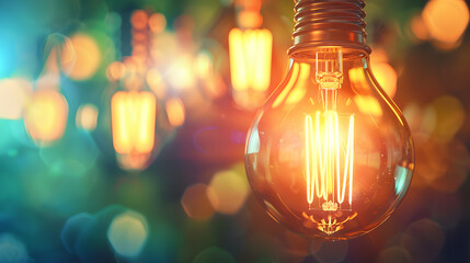 Green energy concept with light bulb and nature. AI Generated