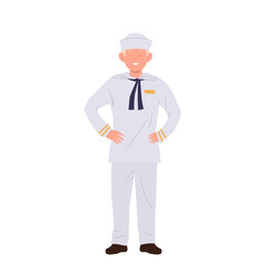 Cabin boy cartoon kid character wearing traditional clothing standing isolated on white background