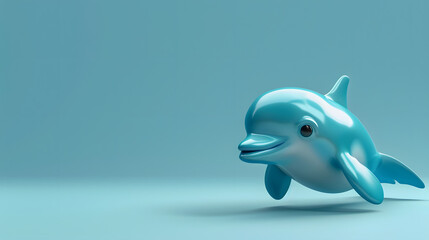 A dolphin 3D cartoon character leaps joyfully out of the water,its sleek body and playful eyes full of life.The detailed textures and smooth animations make the dolphin appear almost real,yet adorably