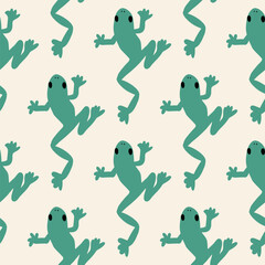 Cute frogs seamless pattern. Cute kawaii animal character. Vector background. Kids print