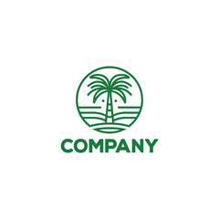 Logo design of a monoline palmtree.