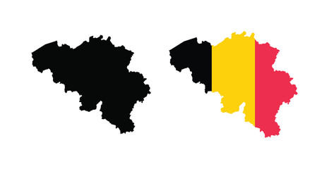 Vector Belgium Map. Map of Belgium with national Flag.
