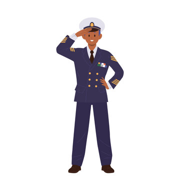 Marine yacht boat or cruise ship liner captain boy child cartoon character isolated on white