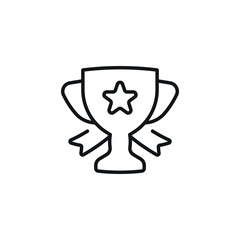 Cup and ribbon linear icon. Line customizable illustration. Contour symbol. Vector isolated outline drawing. Editable stroke