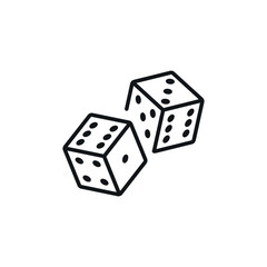 Dice linear icon. Line customizable illustration. Contour symbol. Vector isolated outline drawing. Editable stroke