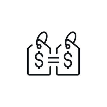 Price matching linear icon. Line customizable illustration. Contour symbol. Vector isolated outline drawing. Editable stroke