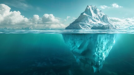 iceberg view , iceberg with clear water , transparent sea iceberg