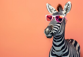 Funny zebra wearing sunglasses isolated on a background