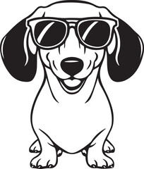 Dachshund Dog Wearing Sunglasses Vector