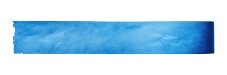 PNG realistic flat lay photo, a piece of blue color washi tape