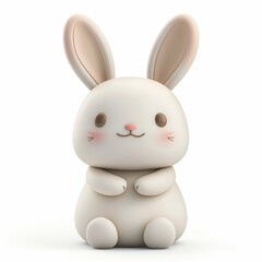 Cute Stuffed Animal Toy Cartoon Clay Illustration, 3D Icon, Isolated on white background