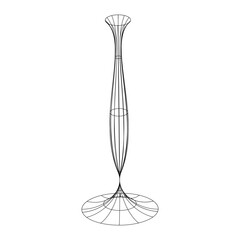 Abstract Y2K wireframe model, cyberpunk retro-futuristic shape. Isolated mesh vase. Vector illustration on transparent background. Editable stroke.	