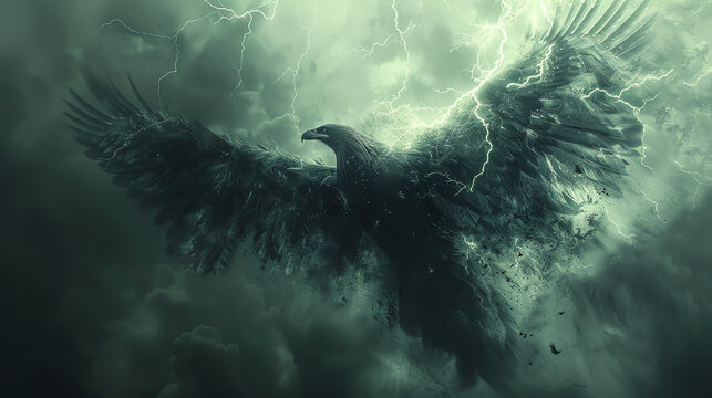 Thunderbird in Storm A thunderbird creating lightning storms as it flies