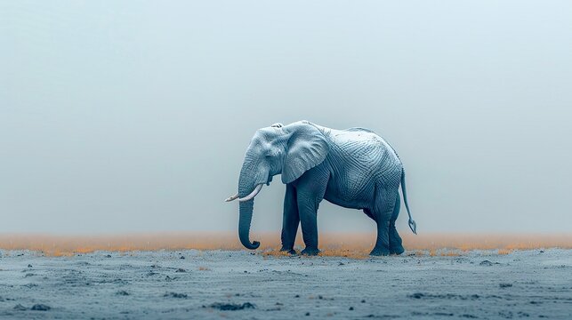 Lone Elephant A single elephant standing against a white background