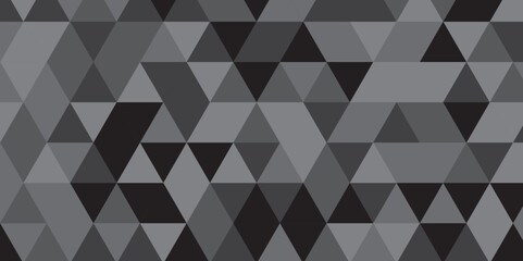 Obraz premium Abstract geometric black and gray background seamless mosaic and low polygon triangle texture wallpaper. Triangle shape retro wall grid pattern geometric ornament tile vector square element.