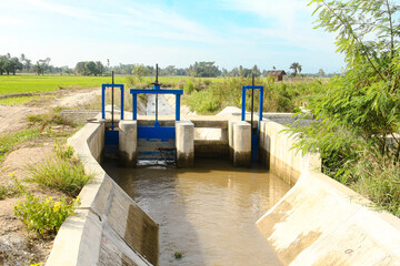 Water canals or dams that supply water needs for rice fields in Indonesia