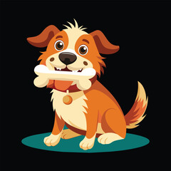 Obraz premium dog-bite-a-bone vector art illustration-2
