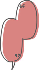 Colorful pastel red color speech bubble balloon with quotation marks, icon sticker memo keyword planner text box banner, flat png transparent element design