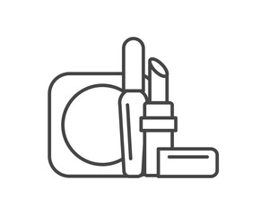 Makeup and cosmetics. Vector set of beauty graphic icons including lipstick, mascara, powder.