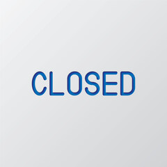 Closed simple icon vector. Flat design. Paper cut design. Cutted blue symbol with shadow. Gray background