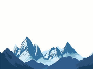 Fototapeta premium white background, A frame with majestic mountains rising in the distance., very simple and isolate in the style of animated illustrations, white background