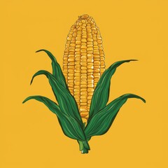 Obraz premium Corn on the cob on yellow background.