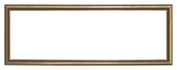 A narrow frame of a painting in a classic design on a transparent background, in PNG format.