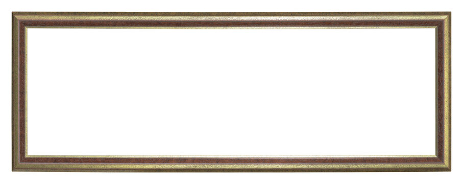 A narrow frame of a painting in a classic design on a transparent background, in PNG format.