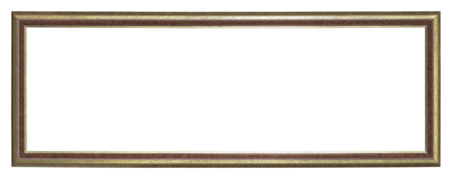 A narrow frame of a painting in a classic design on a transparent background, in PNG format.