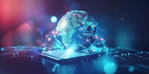 Mobile global internet communications. World wide web on phone via wireless satellite network technology. 