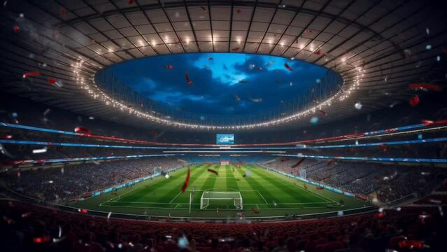Soccer stadium with enthusiastic fans during Euro and World Cup tournaments