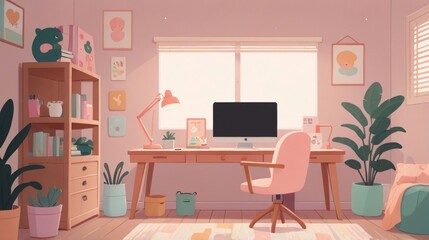 cozy workspace illustration
