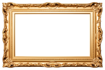 PNG Golden picture frame in baroque style backgrounds gold architecture
