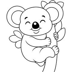 Vector illustration of Wild animals cartoons - Coloring book. Happy animal coloring pages