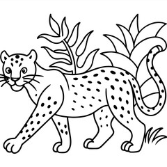 Vector illustration of Wild animals cartoons - Coloring book. Happy animal coloring pages