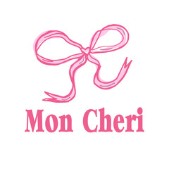 Mon Cheri Bow cute bows French romantic hand sketch vector