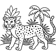 Vector illustration of Wild animals cartoons - Coloring book. Happy animal coloring pages