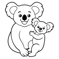 Vector illustration of Wild animals cartoons - Coloring book. Happy animal coloring pages