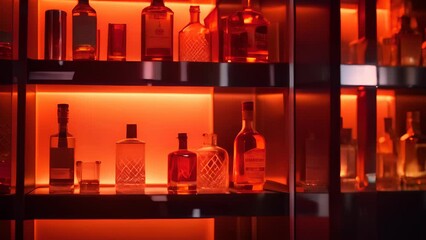 Captivating Bar Ambiance with Red and Orange Hues