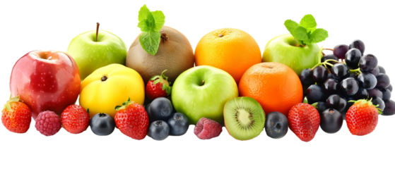 fresh mixed fruits and berries isolated png transparent background