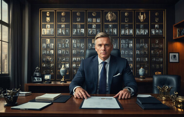 Confident ceo sitting at desk in his luxurious office