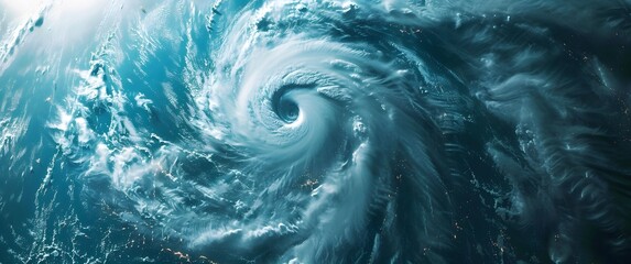 Satellite view of the eye and intense center winds in hurricane